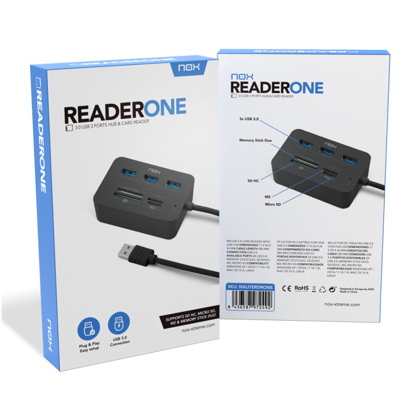 LECTOR DE TARJETAS NOX NXLITERDRONE 3 X USB 3.0