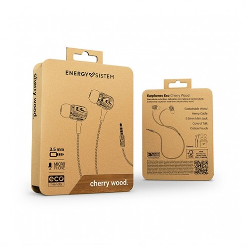 AURICULARES MICRO ENERGY SISTEM ECO CHERRY WOOD ECO CHERRY WOOD/ JACK 3.5MM/ 20Hz/ CABLE 120CM