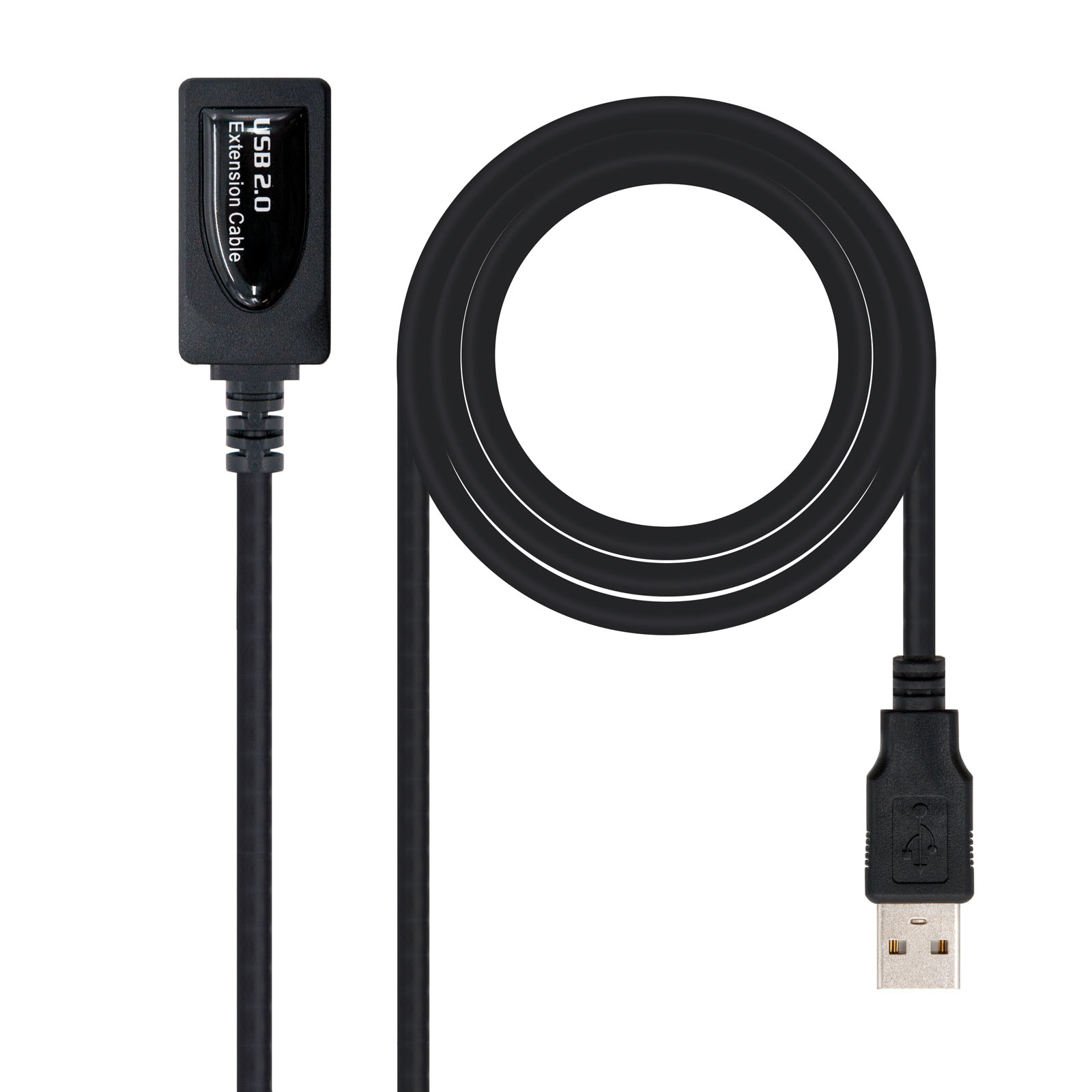 CABLE AMPLIFICADOR DE SEÑAL USB NANOCABLE MACHO A HEMBRA NEGRO 5m