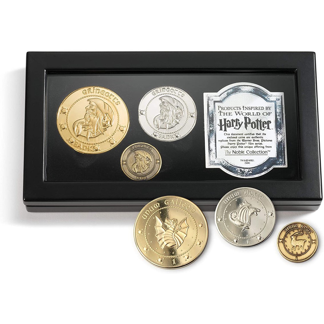 REPLICA THE NOBLE COLLECTION HARRY POTTER MONEDAS DE GRINGOTTS EXPOSITOR