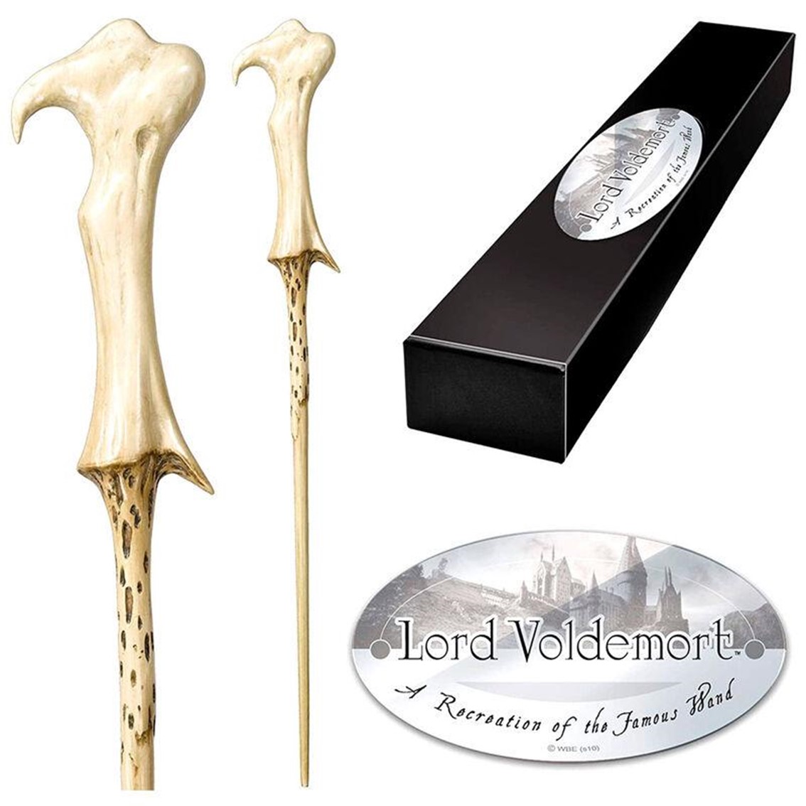 REPLICA THE NOBLE COLLECTION HARRY POTTER LORD VOLDEMORT VARITA CON CAJA Y PLACA DE IDENTIFICACION