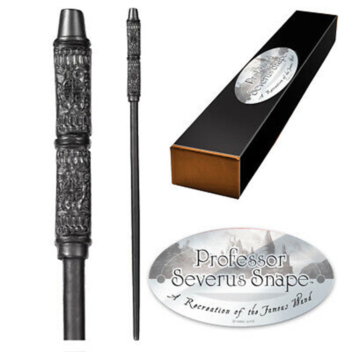 REPLICA THE NOBLE COLLECTION HARRY POTTER SEVERUS SNAPE VARITA CON CAJA Y PLACA DE IDENTIFICACION