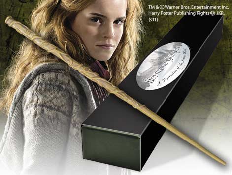 REPLICA THE NOBLE COLLECTION HARRY POTTER HERMIONE GRANGER VARITA CON CAJA Y PLACA DE IDENTIFICACION