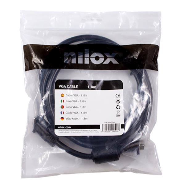CABLE MONITOR NILOX VGA 1.8M / MACHO-MACHO