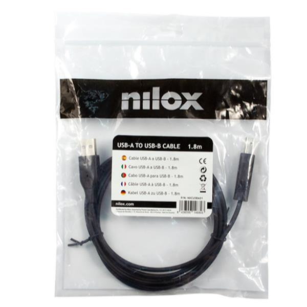 CABLE USB TIPO A A USB TIPO B NILOX 1.8M/ MACHO-MACHO/ NEGRO