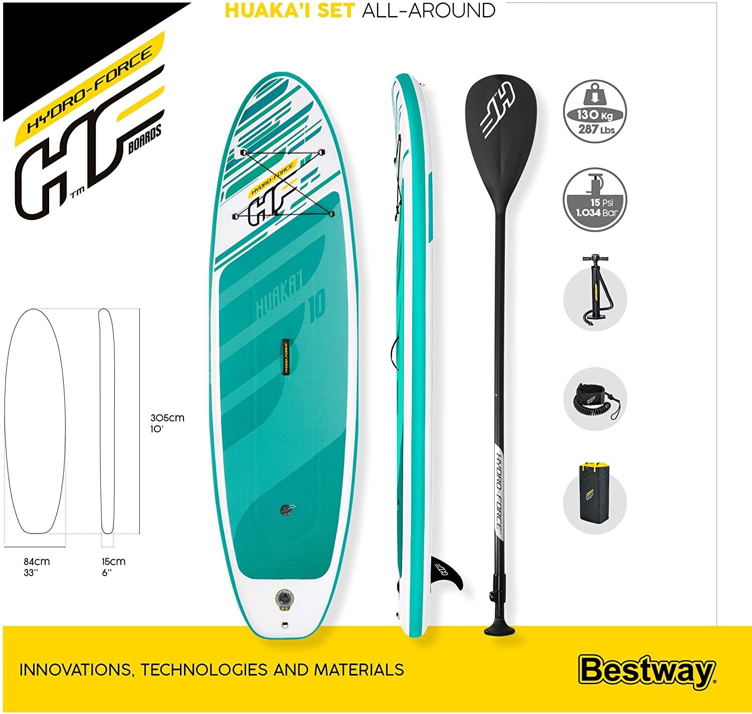 TABLA DE PADDLE SURF HINCHABLE BESTWAY HYDRO-FORCE HUAKA'I 305CM