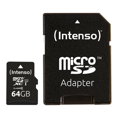 TARJETA MEMORIA MICRO SD INTENSO 64GB UHS-I CL10 + ADAPTADOR SD