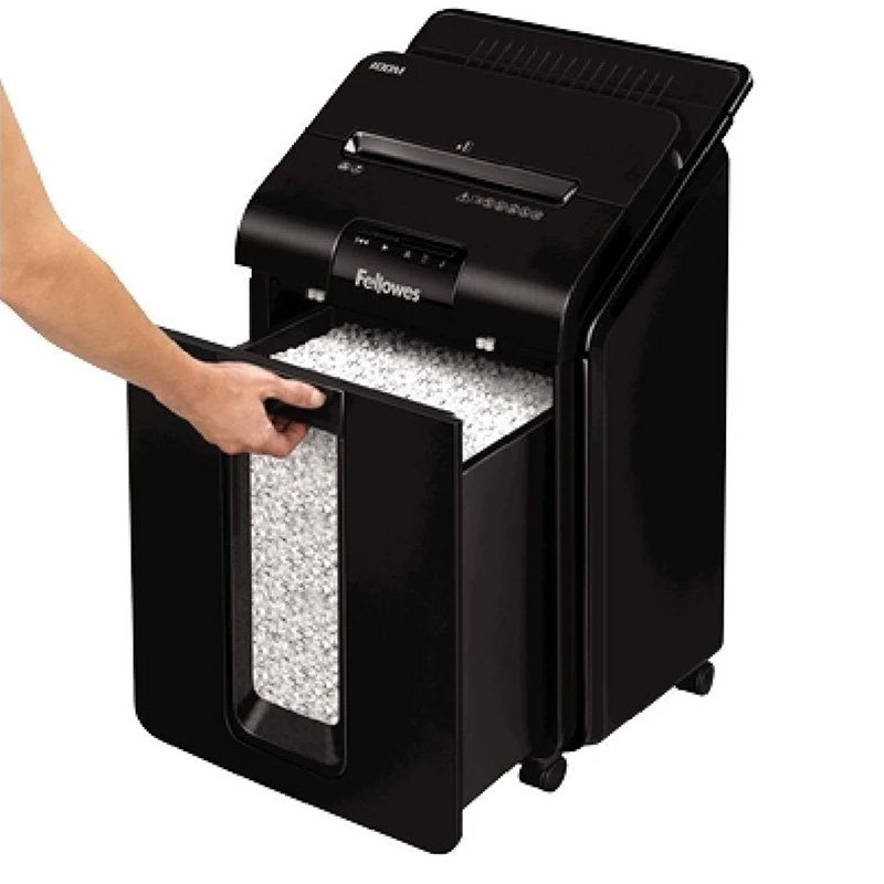 DESTRUCTORA DE PAPEL FELLOWES AUTOMAX 100M CORTE EN PARTICULA 4X10MM / 23 LITROS