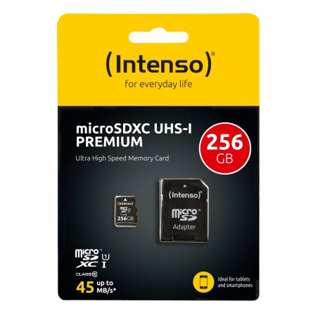 TARJETA MEMORIA MICRO SD INTENSO 256GB UHS-I CL10 + ADAPTADOR SD