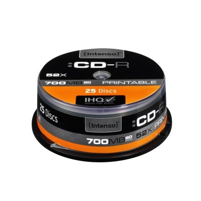 TARRINA DE CD-R VIRGENES INTENSO PRINTABLE 700MB 52X 25 UNIDADES