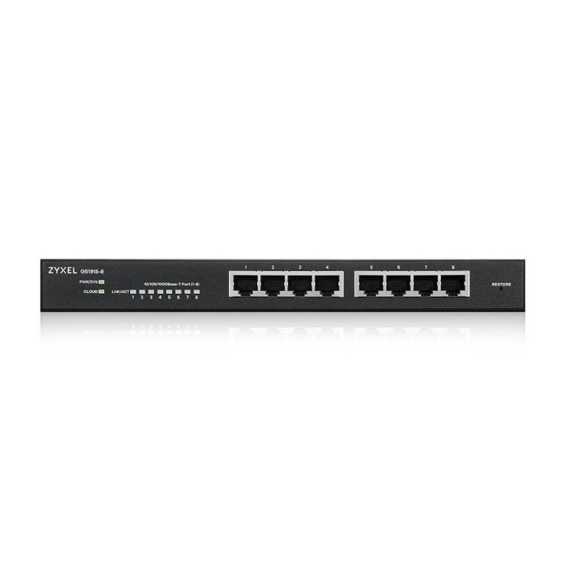 SWITCH 8 PUERTOS ZYXEL GS1915-8 GIGABIT ETHERNET NEBULA FANLESS