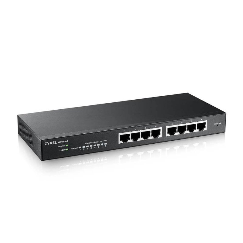 SWITCH 8 PUERTOS ZYXEL GS1915-8 GIGABIT ETHERNET NEBULA FANLESS