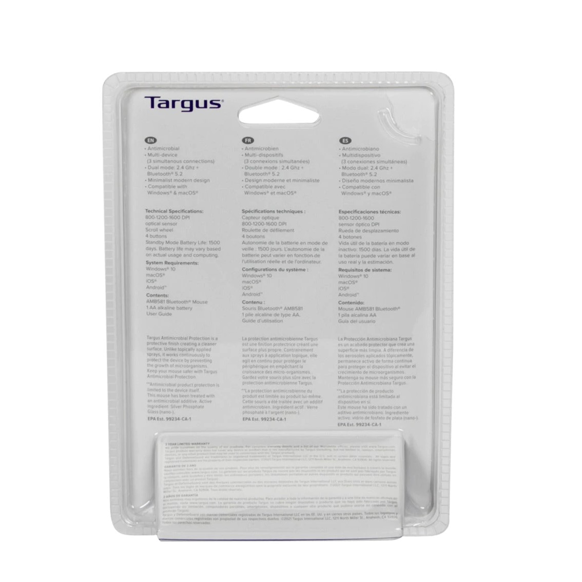 RATON TARGUS COMPACT MULTI-DEVICE WIRELESS+BT INALAMBRICO ANTIMICROBIANO NEGRO