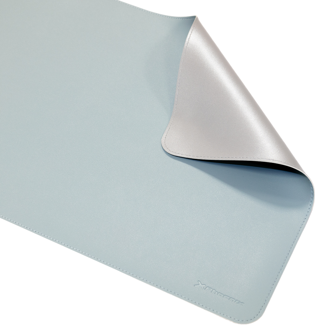 Phoenix MatePad Alfrombrilla escritorio raton PU 80 x 40 cm Antideslizante Impermeable Material simil Cuero Azul / Gris