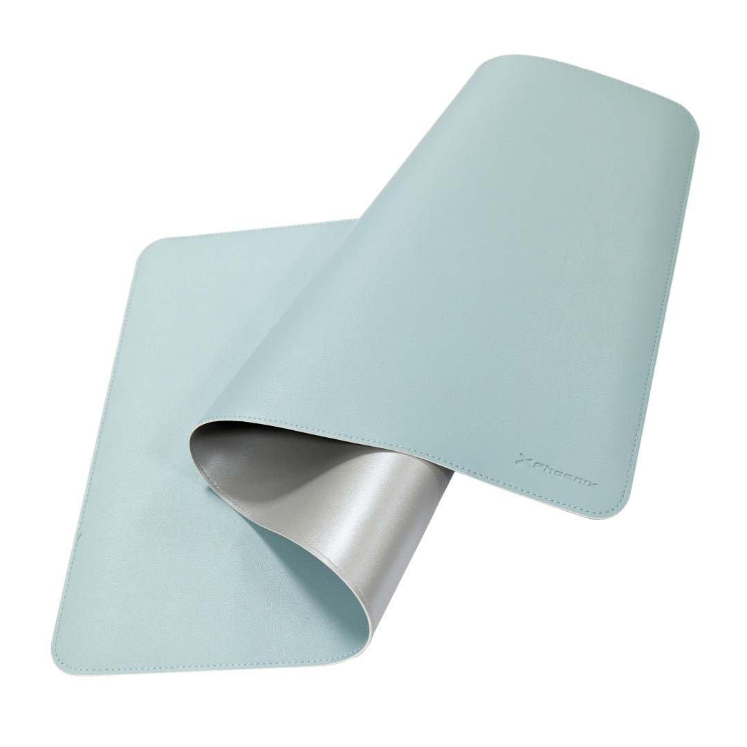Phoenix MatePad Alfrombrilla escritorio raton PU 80 x 40 cm Antideslizante Impermeable Material simil Cuero Azul / Gris
