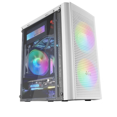 CAJA ORDENADOR MARS GAMING MC300W WHITE MICRO-ATX 1 X USB 3.0 2 X USB 2.0 3 X 120MM FRGB