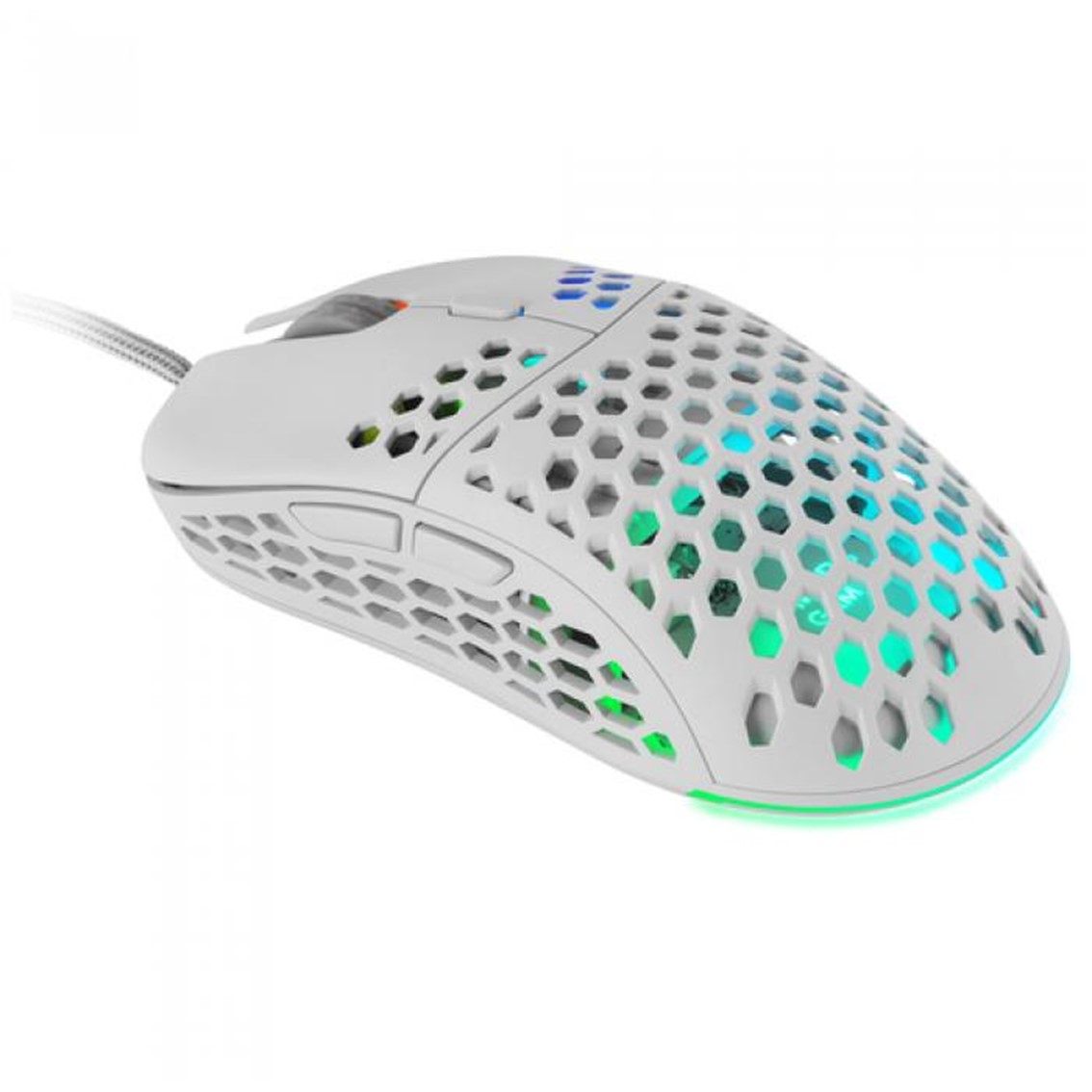 MOUSE RATON MARS GAMING OPTICO USB 7 BOTONES 12800PPP RGB BLANCO