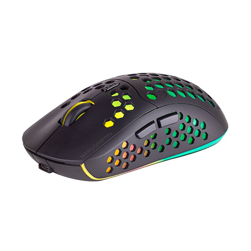 MOUSE RATON MARS GAMING WIRELESS INALAMBRICO 6 BOTONES 3200PPP NEGRO