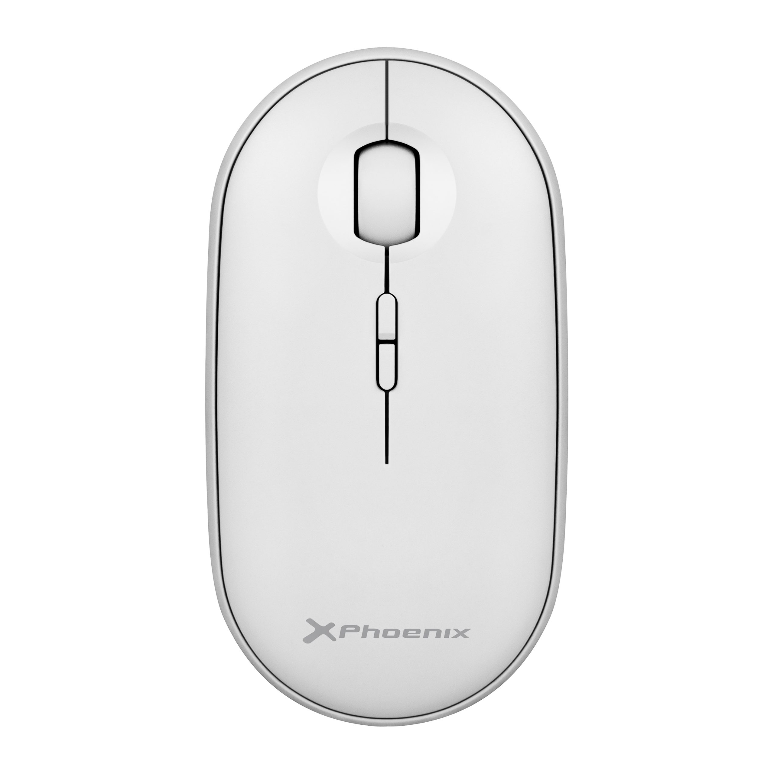 Phoenix Rebble Raton Inalambrico Bluetooth y 2.4 Ghz hasta 3 dispositivos con Receptor USB Clic Silencioso para Portátil Notebook PC Chomebook Mac Color Blanco