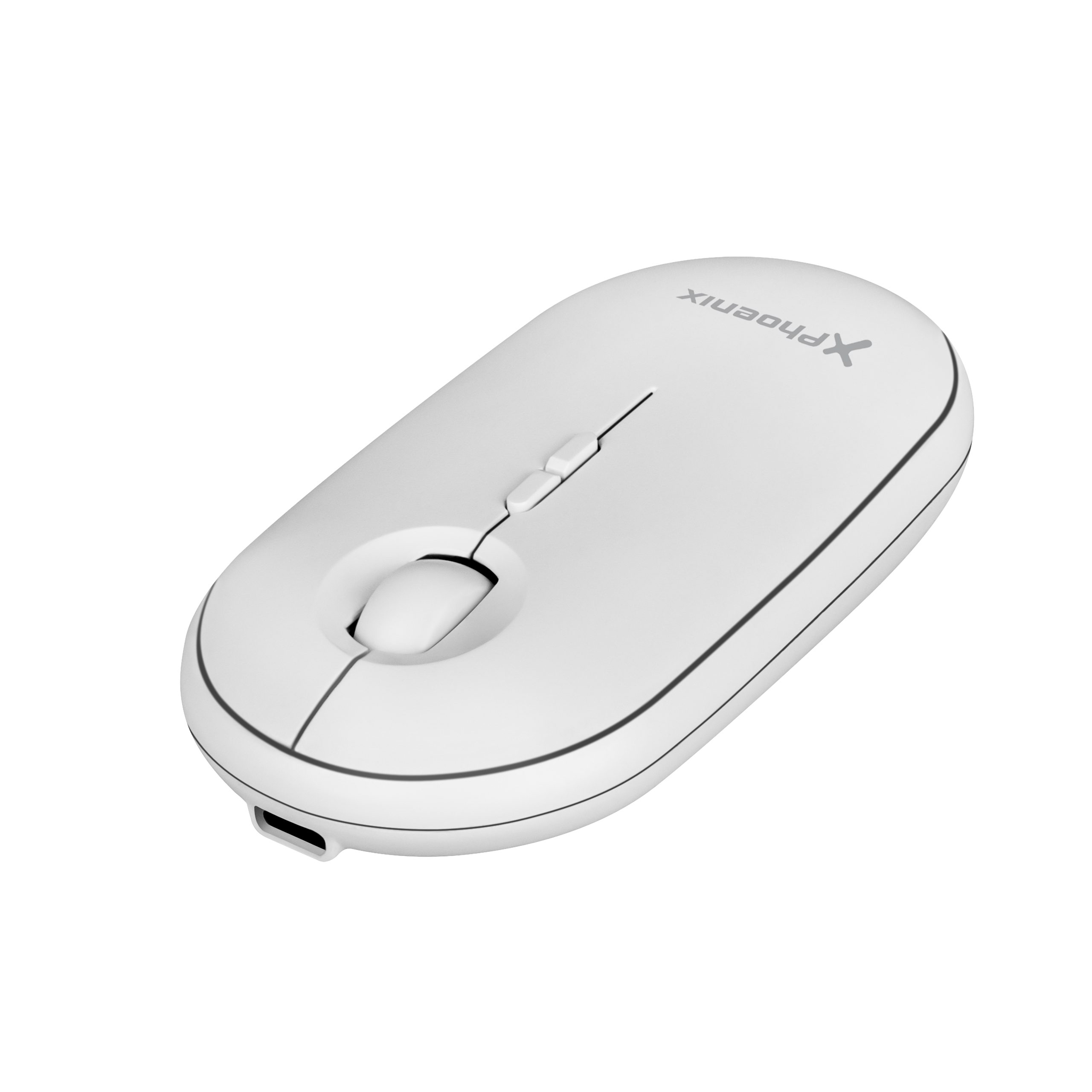 Phoenix Rebble Raton Inalambrico Bluetooth y 2.4 Ghz hasta 3 dispositivos con Receptor USB Clic Silencioso para Portátil Notebook PC Chomebook Mac Color Blanco