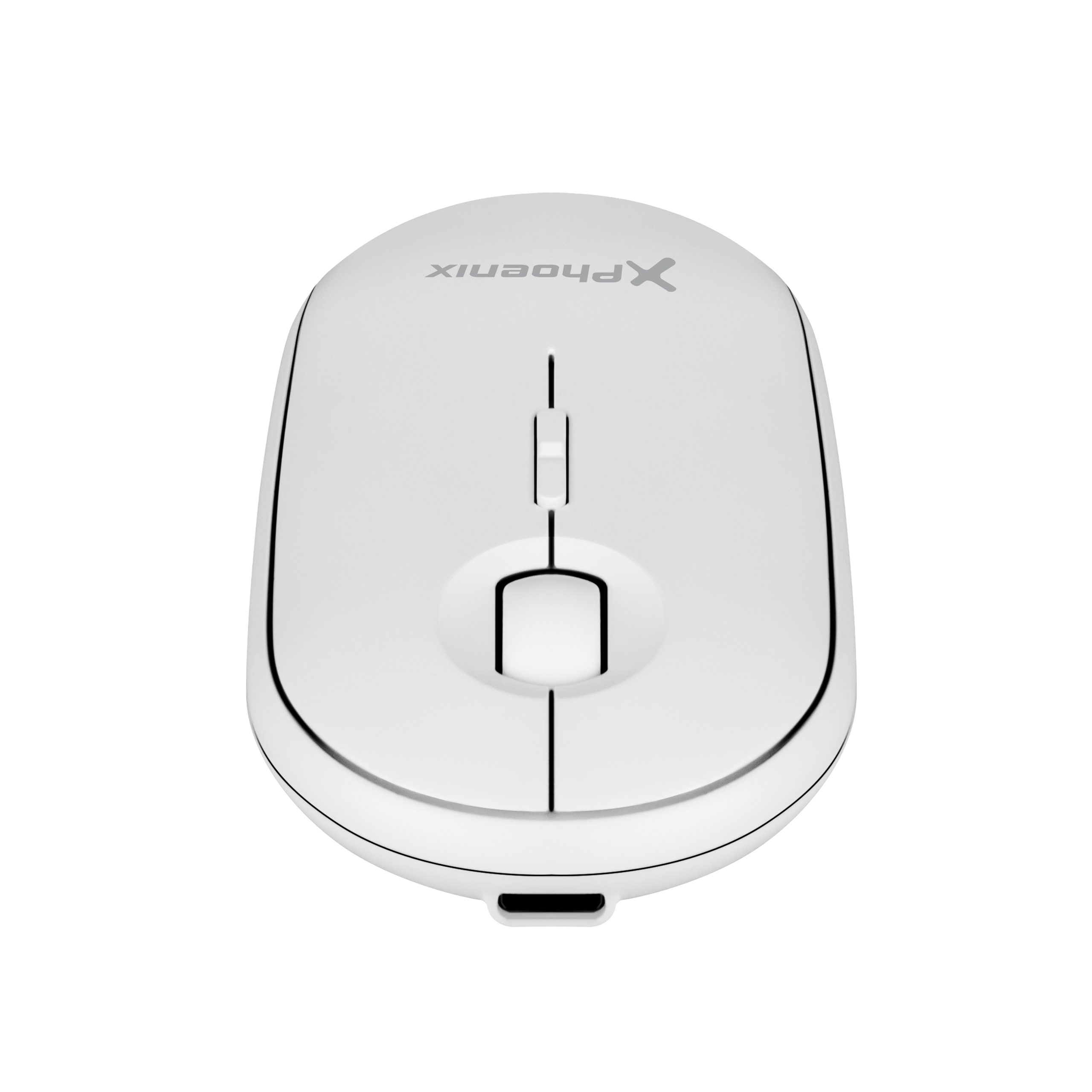 Phoenix Rebble Raton Inalambrico Bluetooth y 2.4 Ghz hasta 3 dispositivos con Receptor USB Clic Silencioso para Portátil Notebook PC Chomebook Mac Color Blanco
