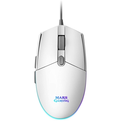 RATON MARS GAMING MMGW OPTICO USB 6 BOTONES 3200PPP RGB BLANCO