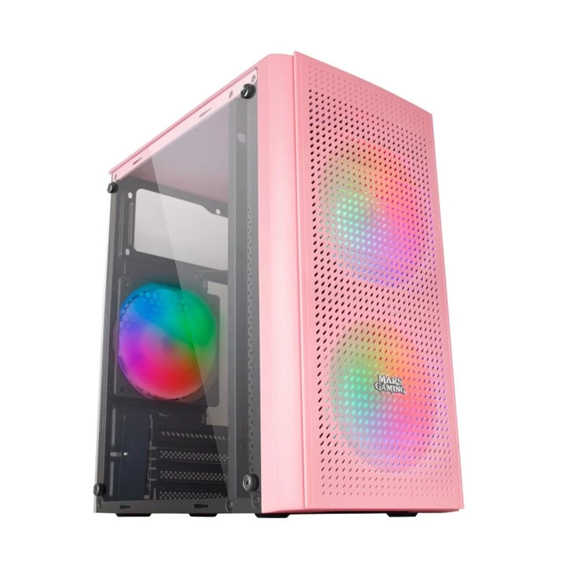 CAJA ORDENADOR MARS GAMING MC300 ROSA MICRO ATX 1 X USB 3.0 2 X USB 2.0 3 X 120MM FRGB
