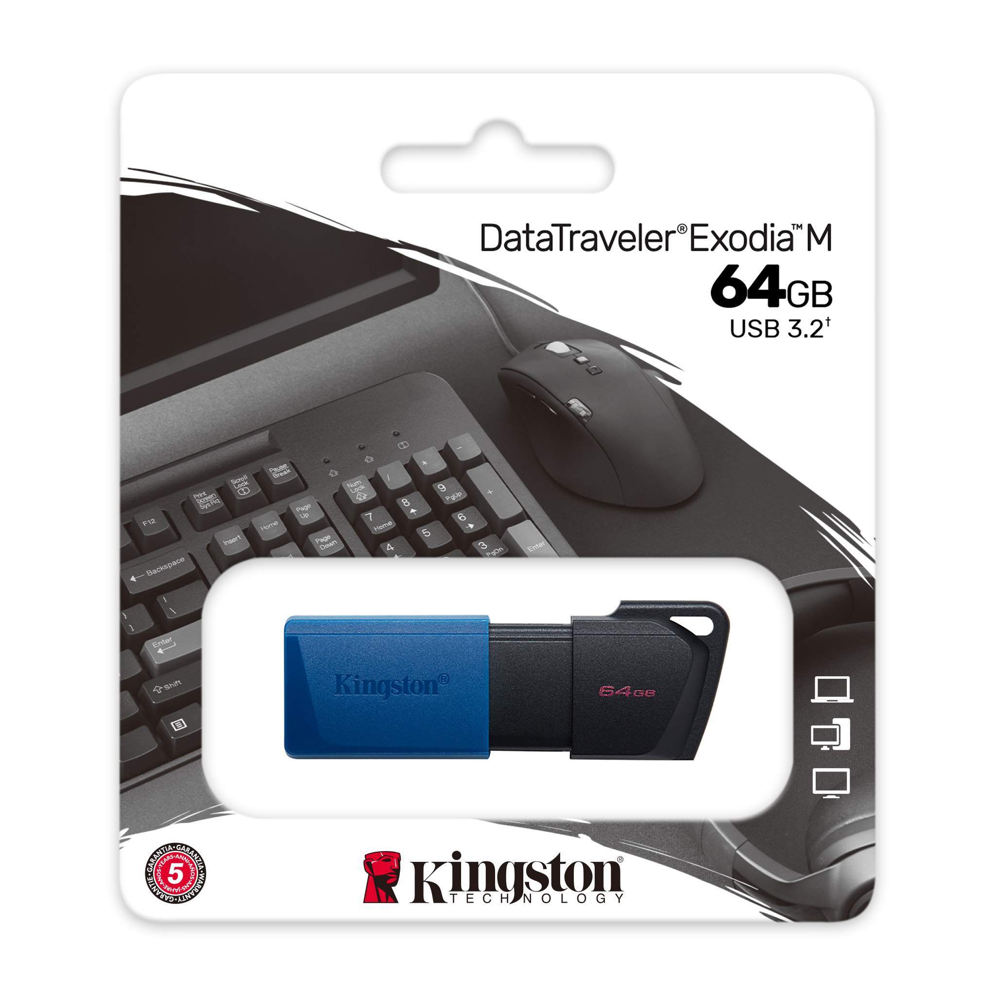 MEMORIA USB 3.2 KINGSTON 64GB DATATRAVELER DTXM AZUL
