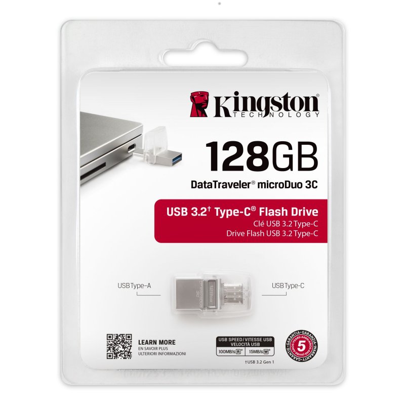 MEMORIA USB 3.2 USB TIPO C KINGSTON 128GB DATATRAVELER MICRO DUO