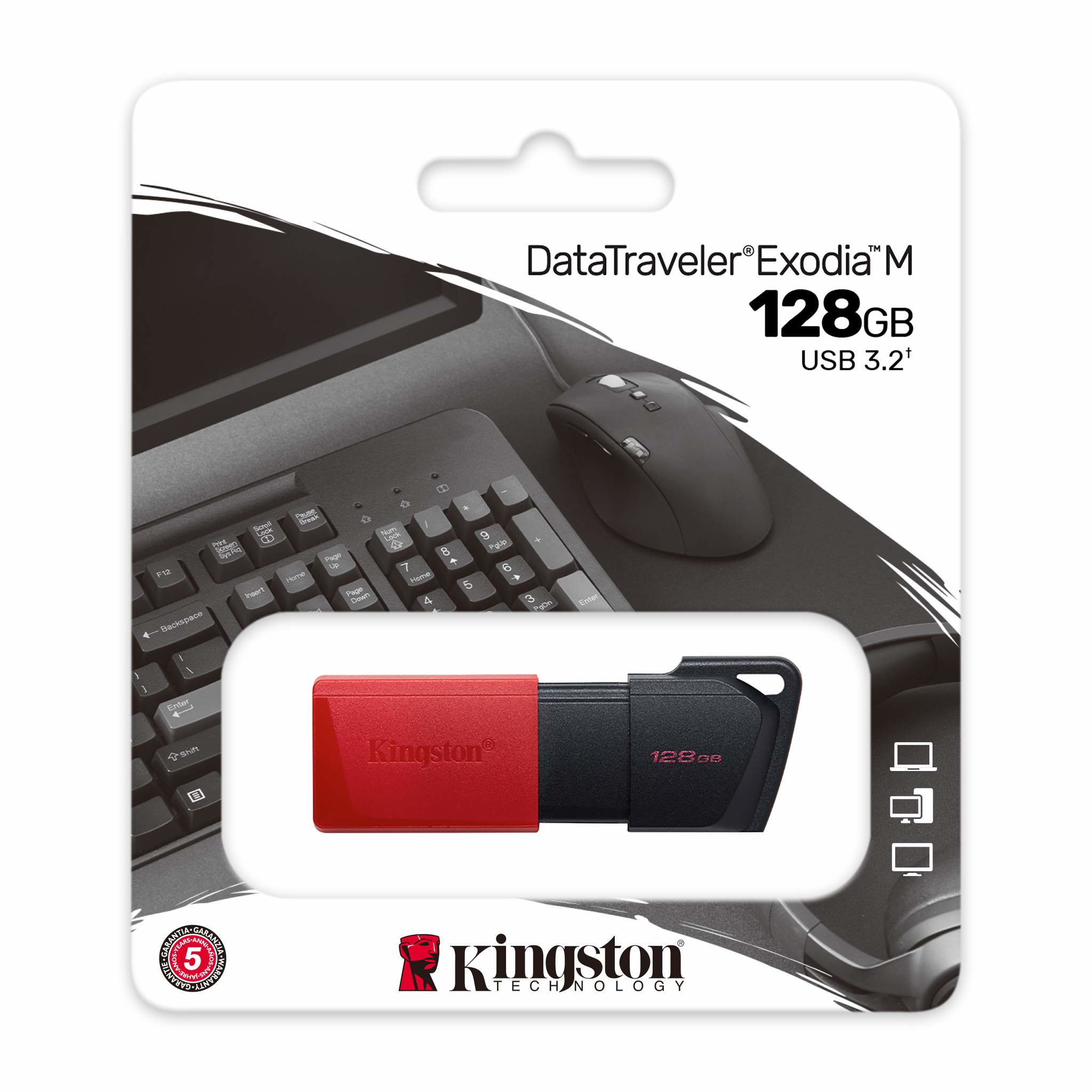 MEMORIA USB 3.2 KINGSTON 128GB DATATRAVELER DTXM ROJO