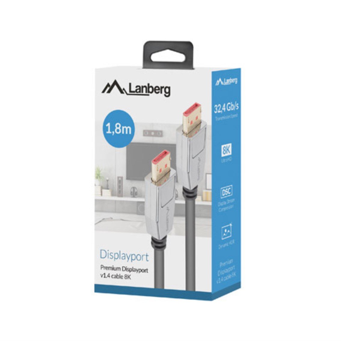 CABLE DISPLAYPORT LANBERG 1M / MACHO - MACHO / NEGRO