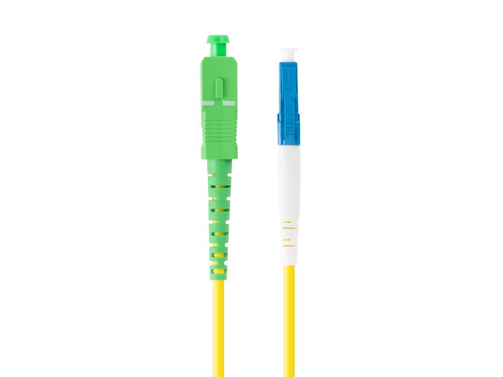 LATIGUILLO FIBRA OPTICA LC/UPC A SC/APC LANBERG 2M MONO SIMPLEX G657A1 LSZH AMARILLO