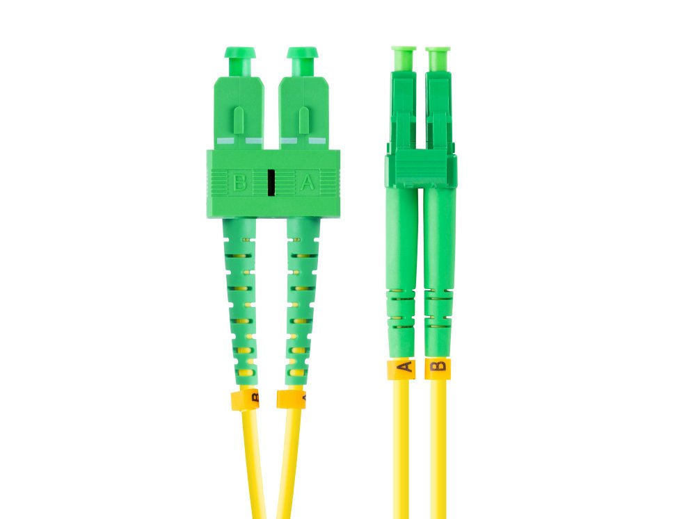 LATIGUILLO FIBRA OPTICA SC/APC A LC/APC LANBERG 2M MONO DUPLEX G657A1 LSZH AMARILLO