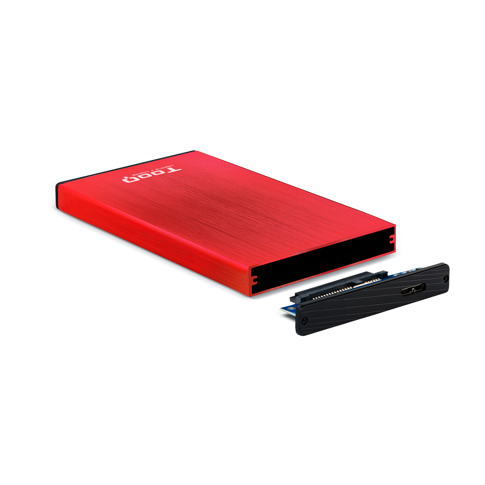 CAJA EXTERNA TOOQ TQE-2527R PARA HDD 2.5" 9.5MM SATA 3 USB 3.2 ROJO