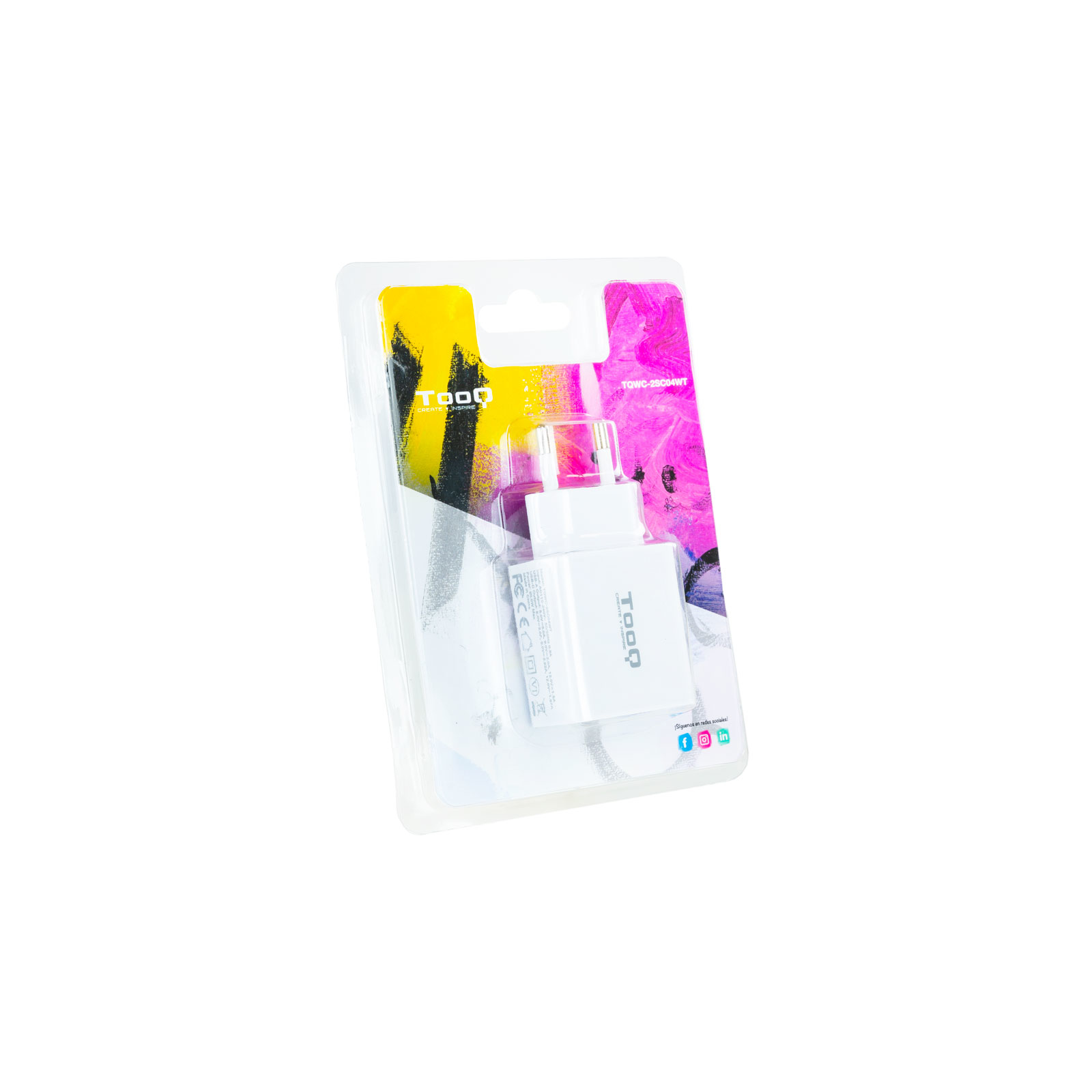 CARGADOR DE PARED USB TOOQ TQWC-2SC04WT USB TIPO A + USB TIPO C BLANCO