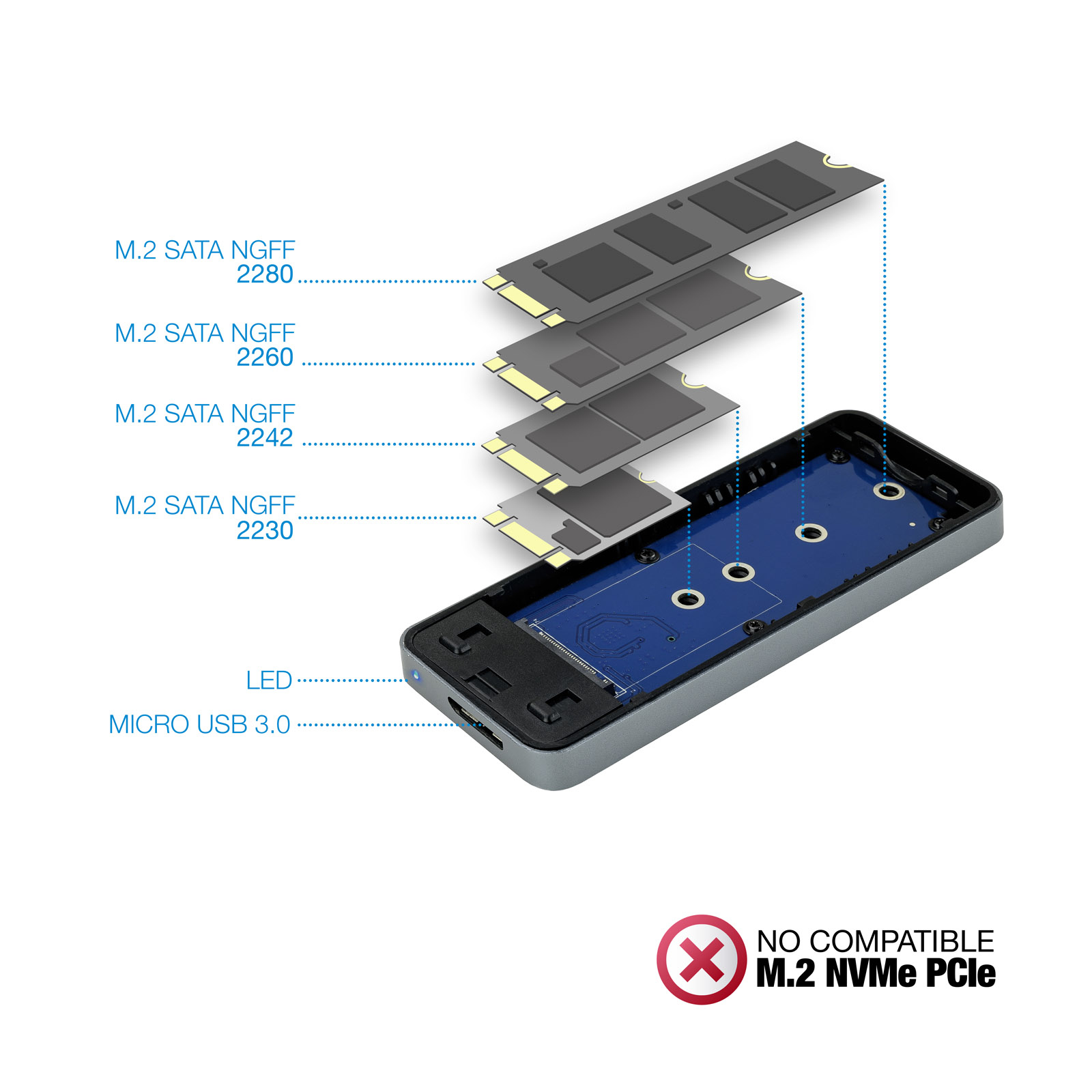CAJA EXTERNA TOOQ TQE-2281G PARA SSD M.2 USB TIPO C GRIS