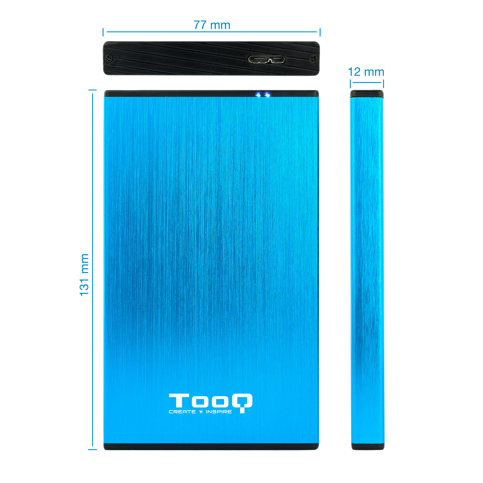 CAJA EXTERNA TOOQ TQE-2527BL PARA HDD 2.5" 9.5MM SATA 3 USB 3.0/3.1 AZUL