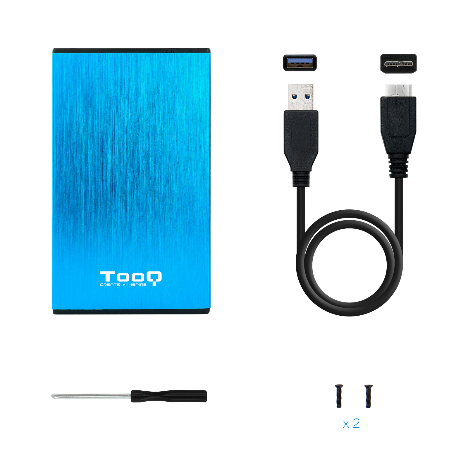 CAJA EXTERNA TOOQ TQE-2527BL PARA HDD 2.5" 9.5MM SATA 3 USB 3.0/3.1 AZUL
