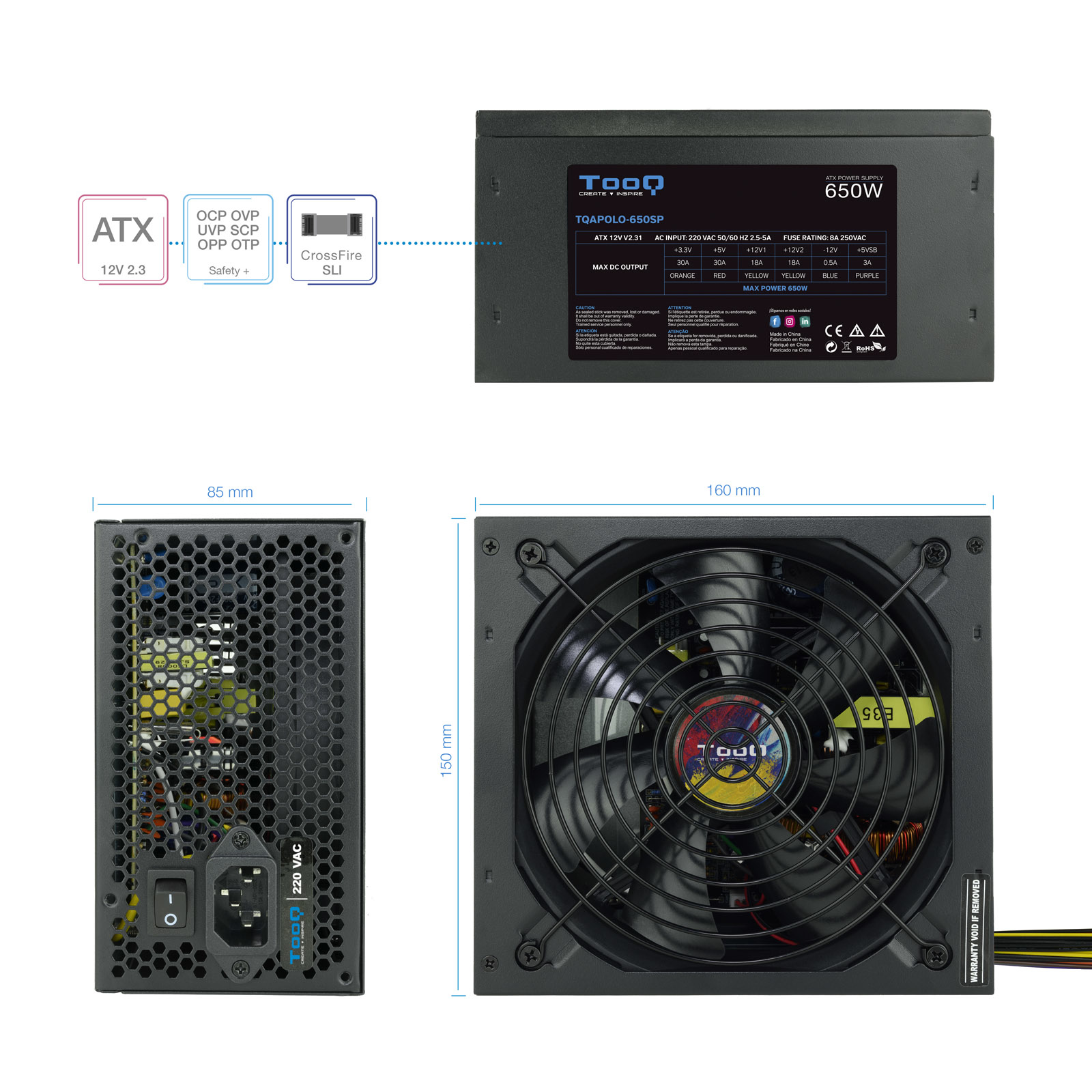FUENTE DE ALIMENTACION TOOQ TQAPOLO-650SP ATX 650W