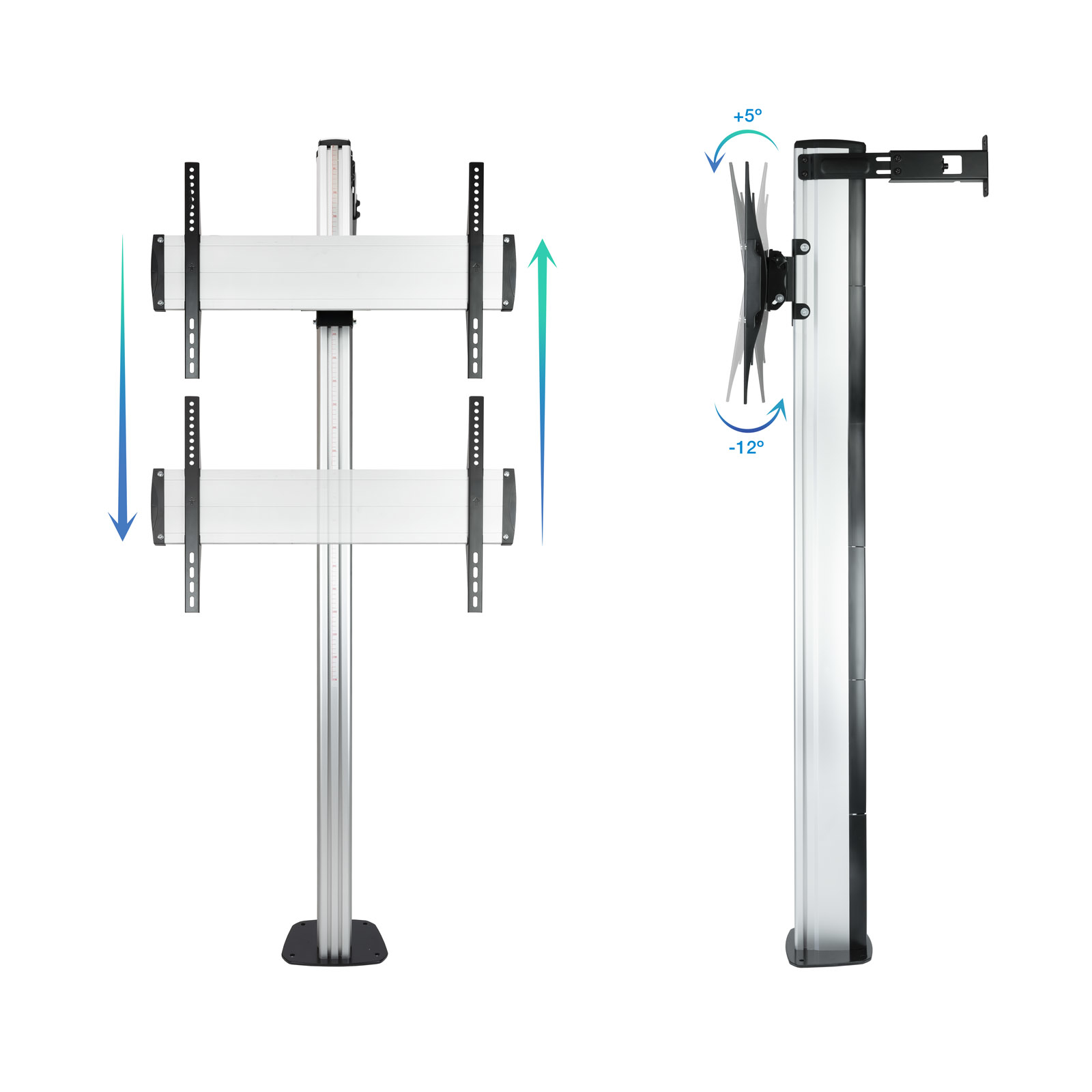 SOPORTE SUELO TV TOOQ FS2270M-B 37"-70" CARGA MAXIMA 70KG 90º FIJO ALUMINIO