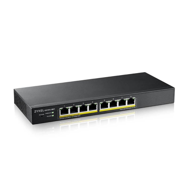 SWITCH 8 PUERTOS ZYXEL GS1915-8EP GIGABIT ETHERNET POE 60W NEBULA