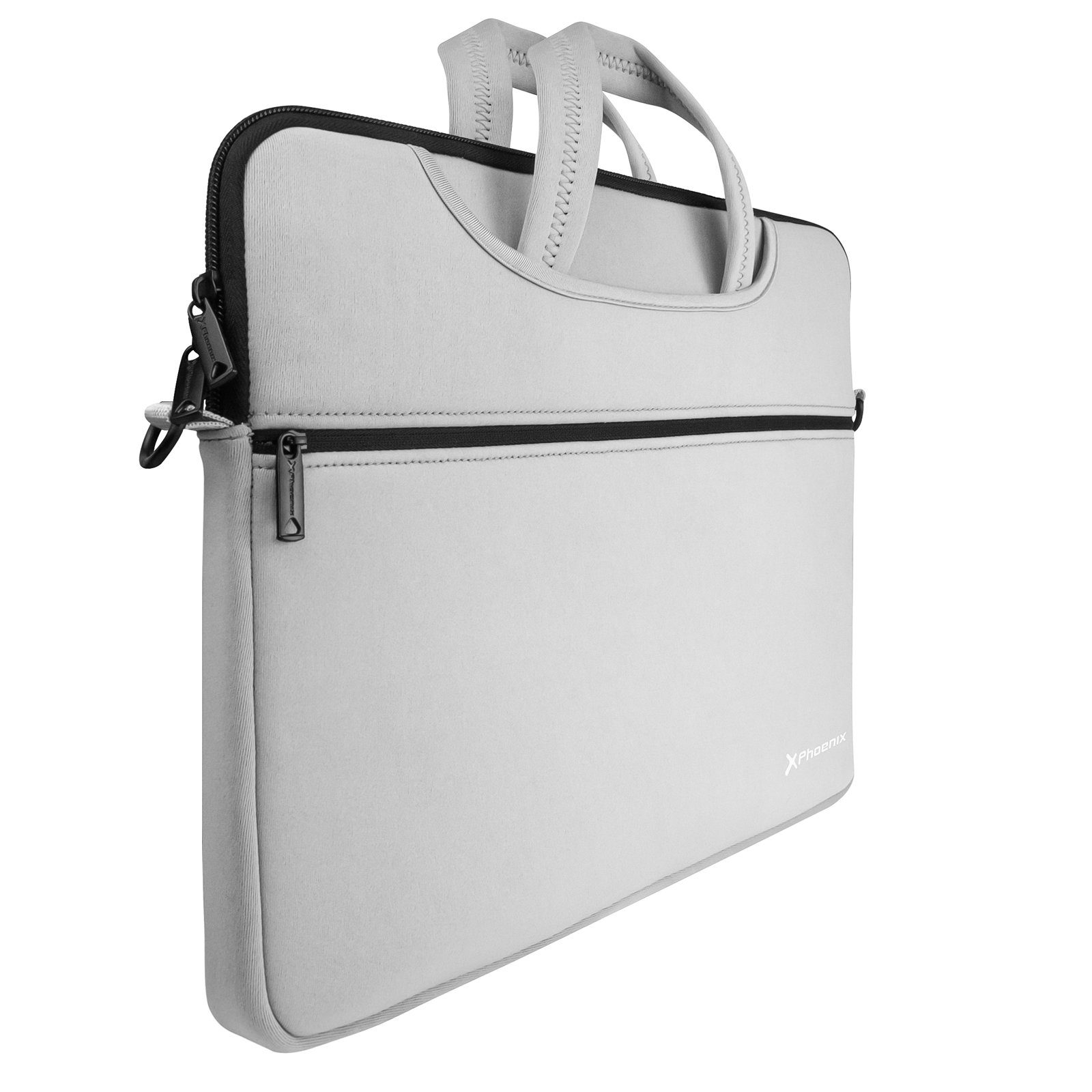 Funda maletin neopreno Phoenix para portatil o tablet hasta 14" interior terciopelo gris