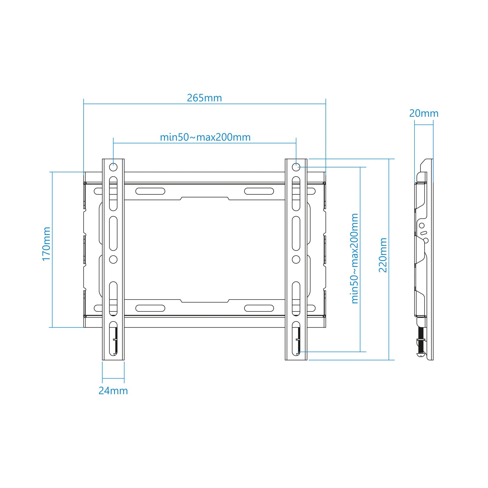 SOPORTE PARED TV TELEVISION MONITOR TOOQ LP1043F-B 23"-43" CARGA MAXIMA 45KG