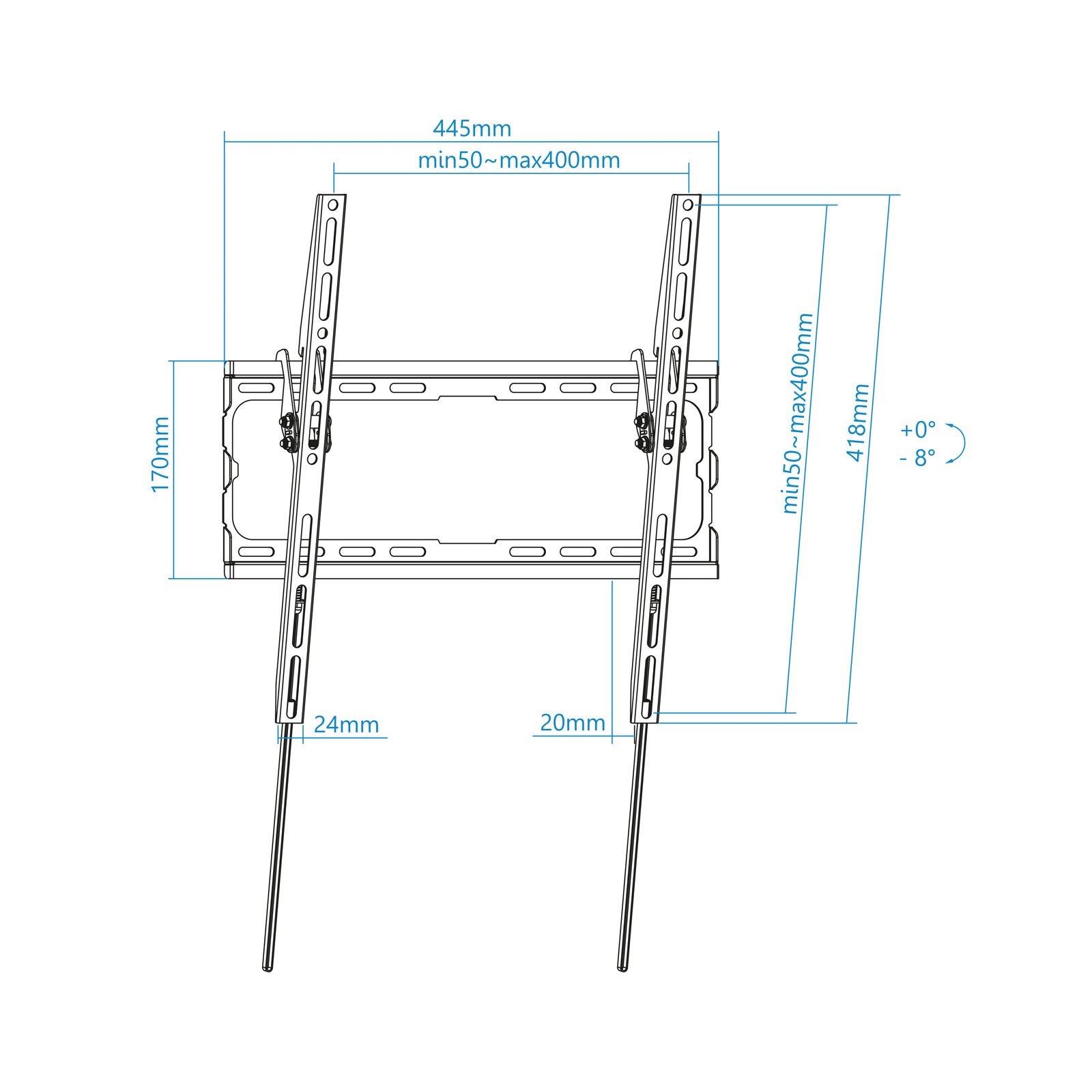 SOPORTE PARED TV TELEVISION MONITOR TOOQ LP1071T-B 32"-70" CARGA MAXIMA 45KG