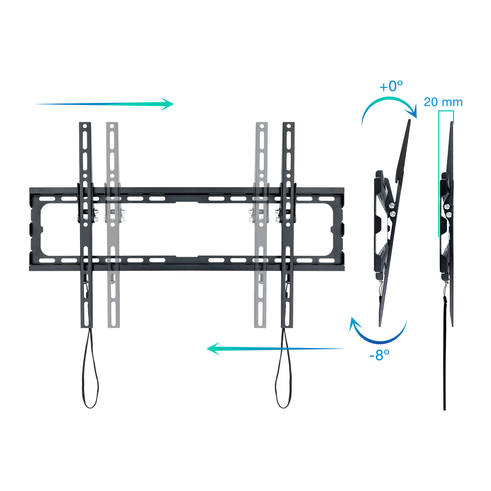 SOPORTE PARED TV TELEVISION MONITOR TOOQ LP1081T-B 37"-80" CARGA MAXIMA 45KG