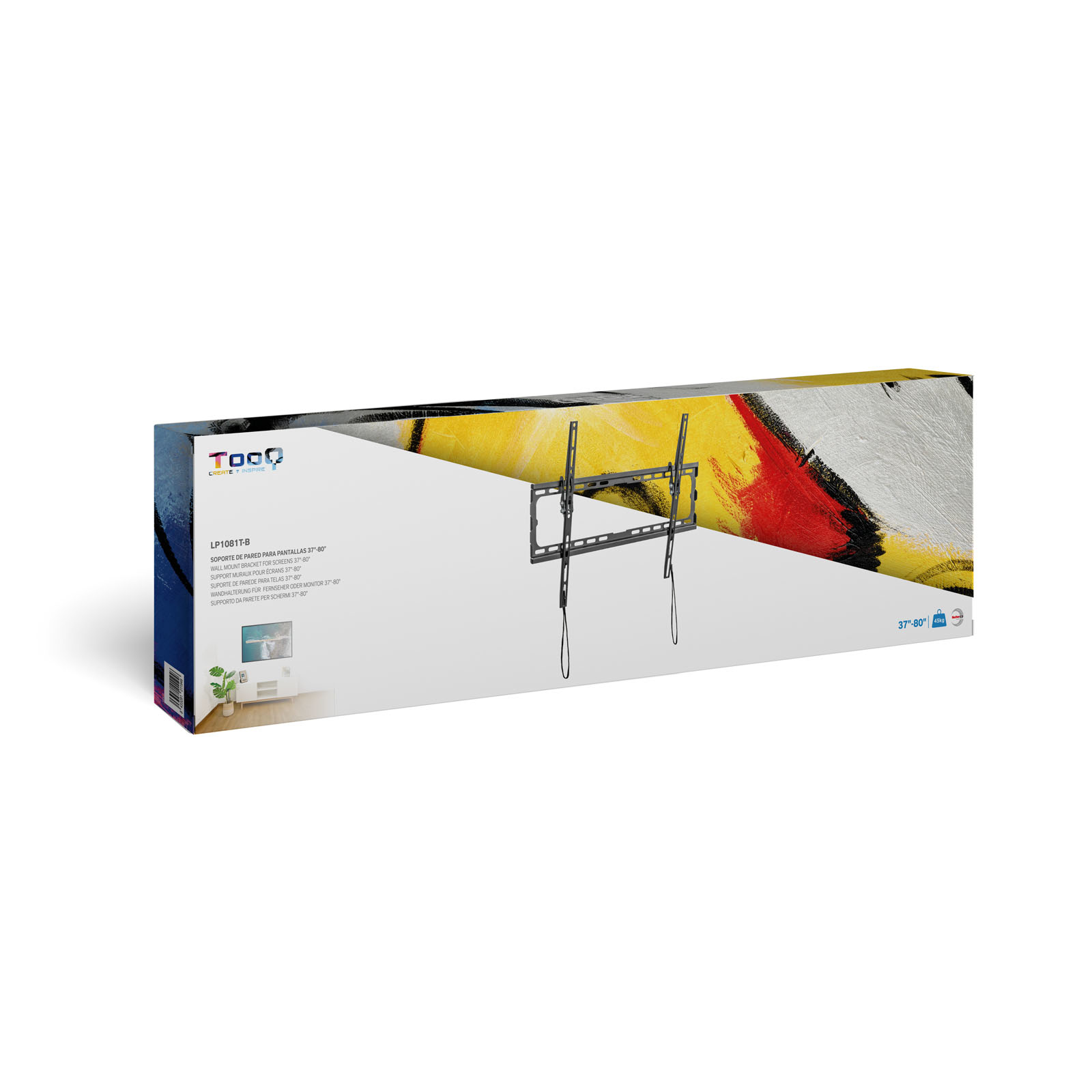 SOPORTE PARED TV TELEVISION MONITOR TOOQ LP1081T-B 37"-80" CARGA MAXIMA 45KG