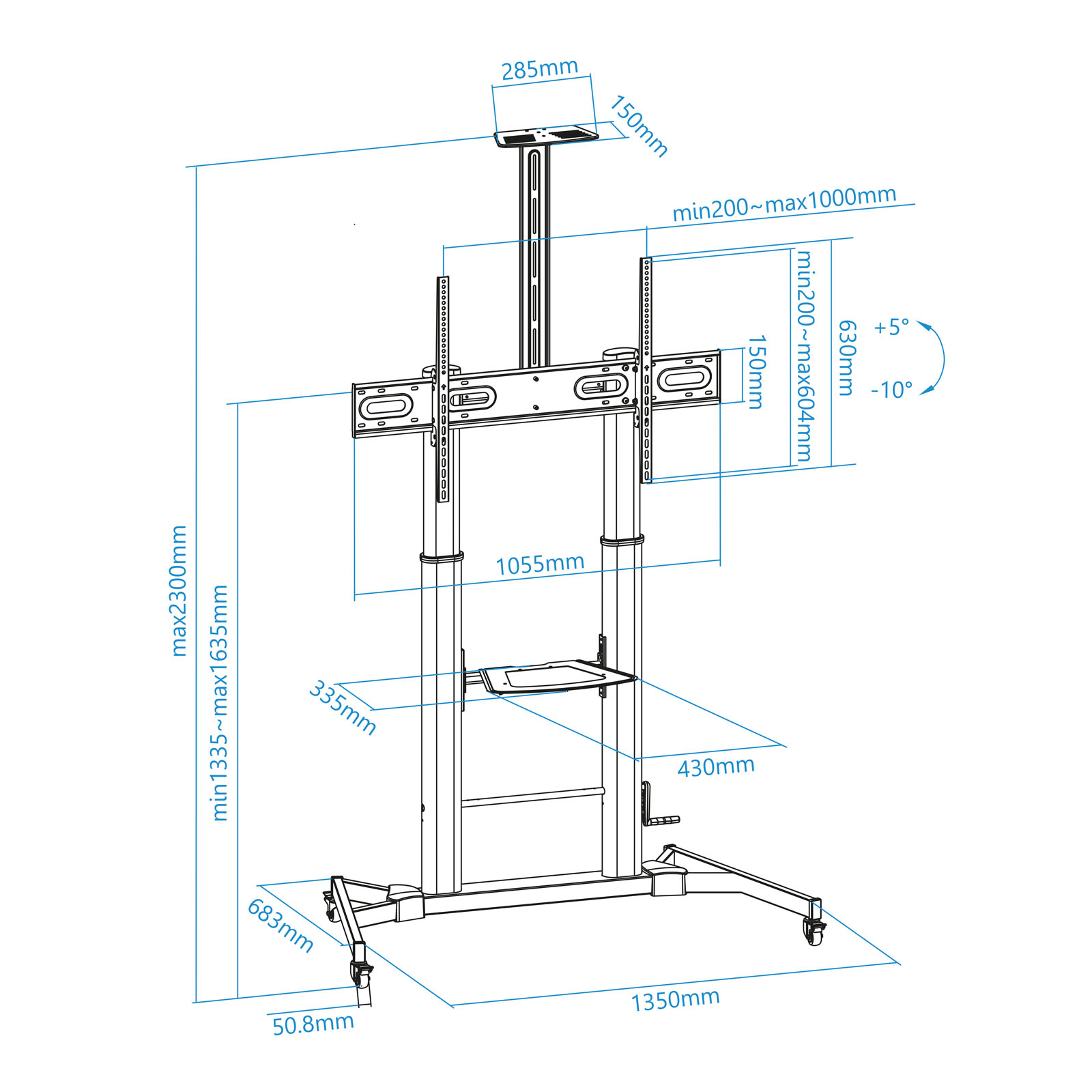 SOPORTE SUELO TV TOOQ FS20400HM-B 60"-100" CARGA MAXIMA 100KG