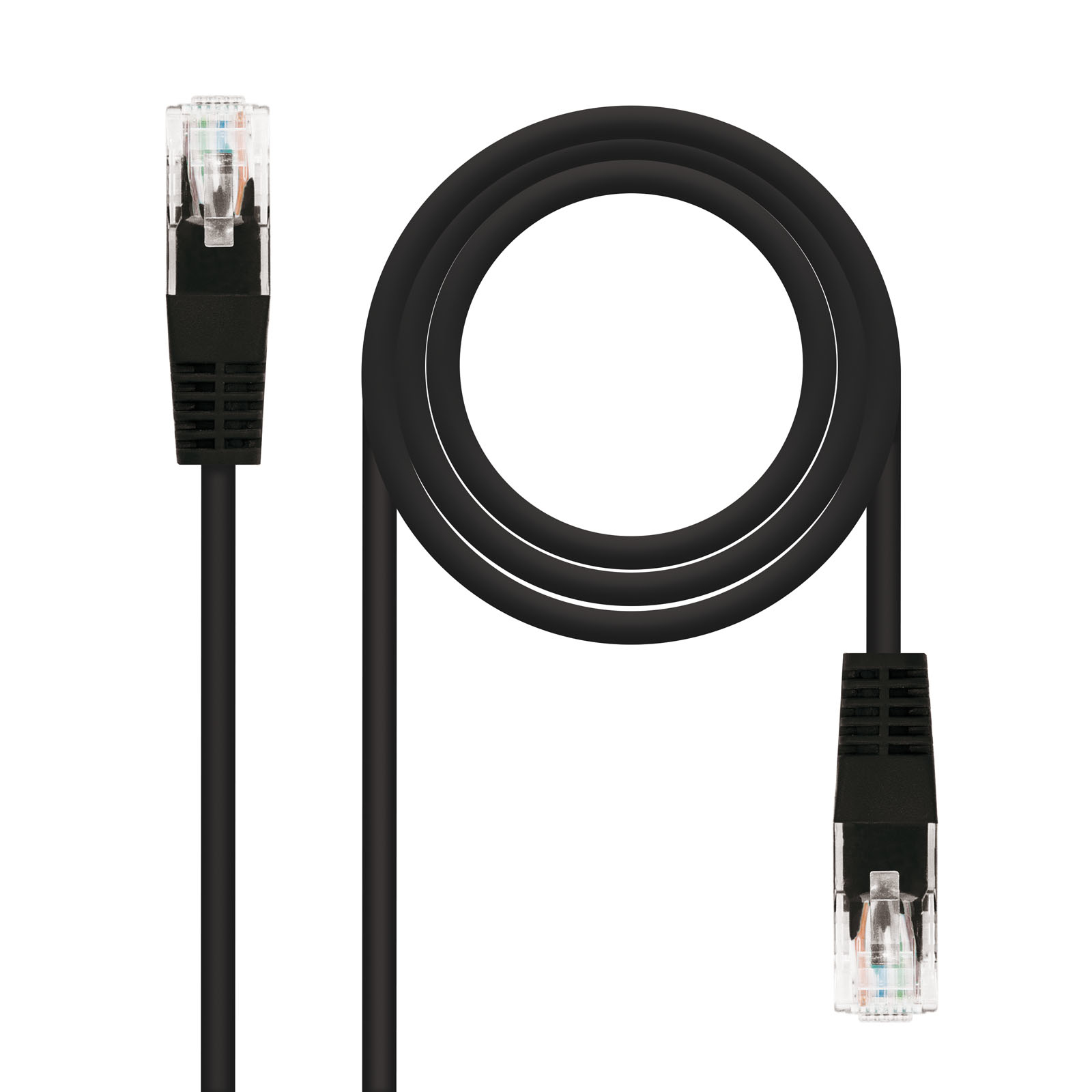 LATIGUILLO CABLE RED U/UTP CAT.6 RJ45 NANOCABLE 1M NEGRO