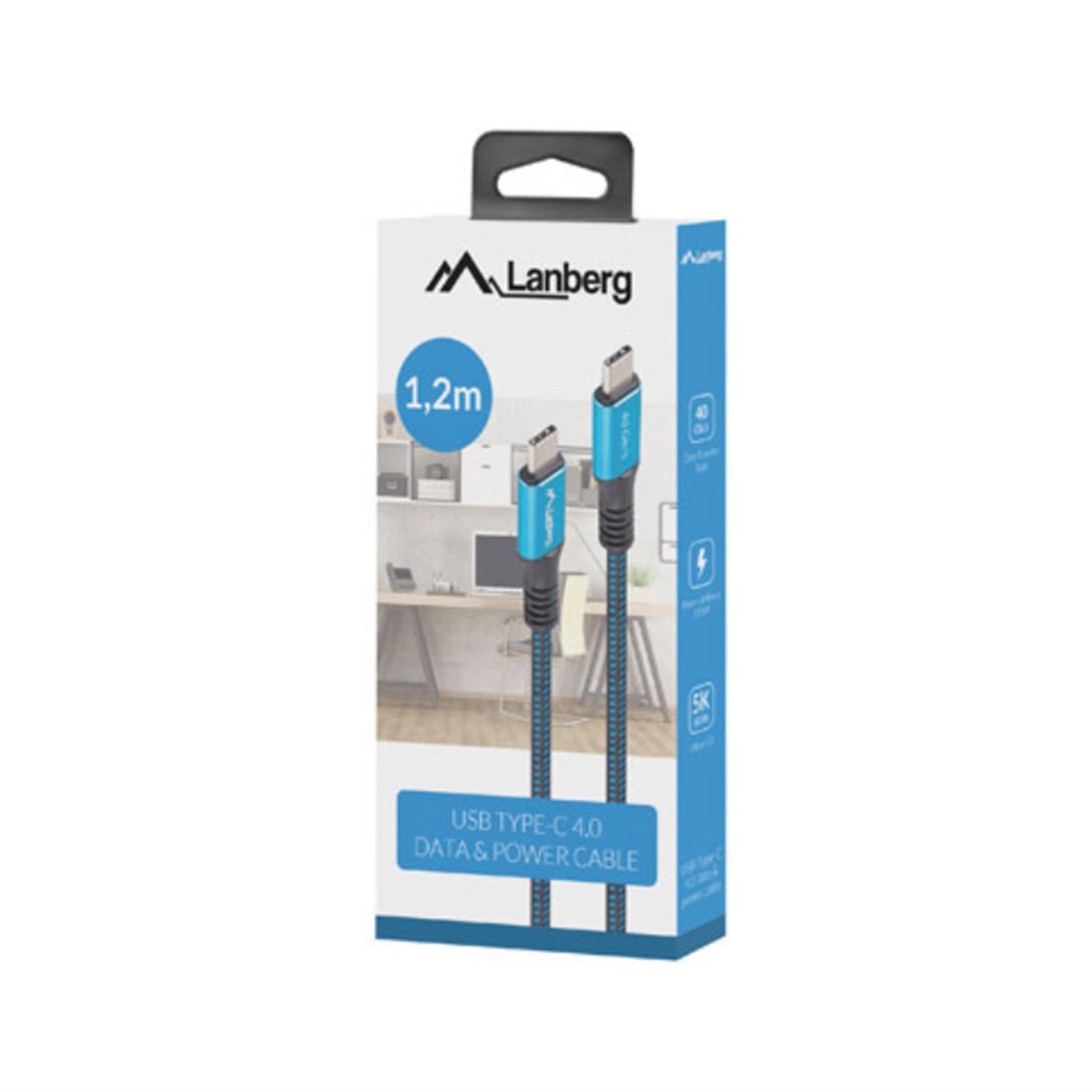CABLE USB TIPO C LANBERG 1.2M/ MACHO-MACHO/ NEGRO/AZUL