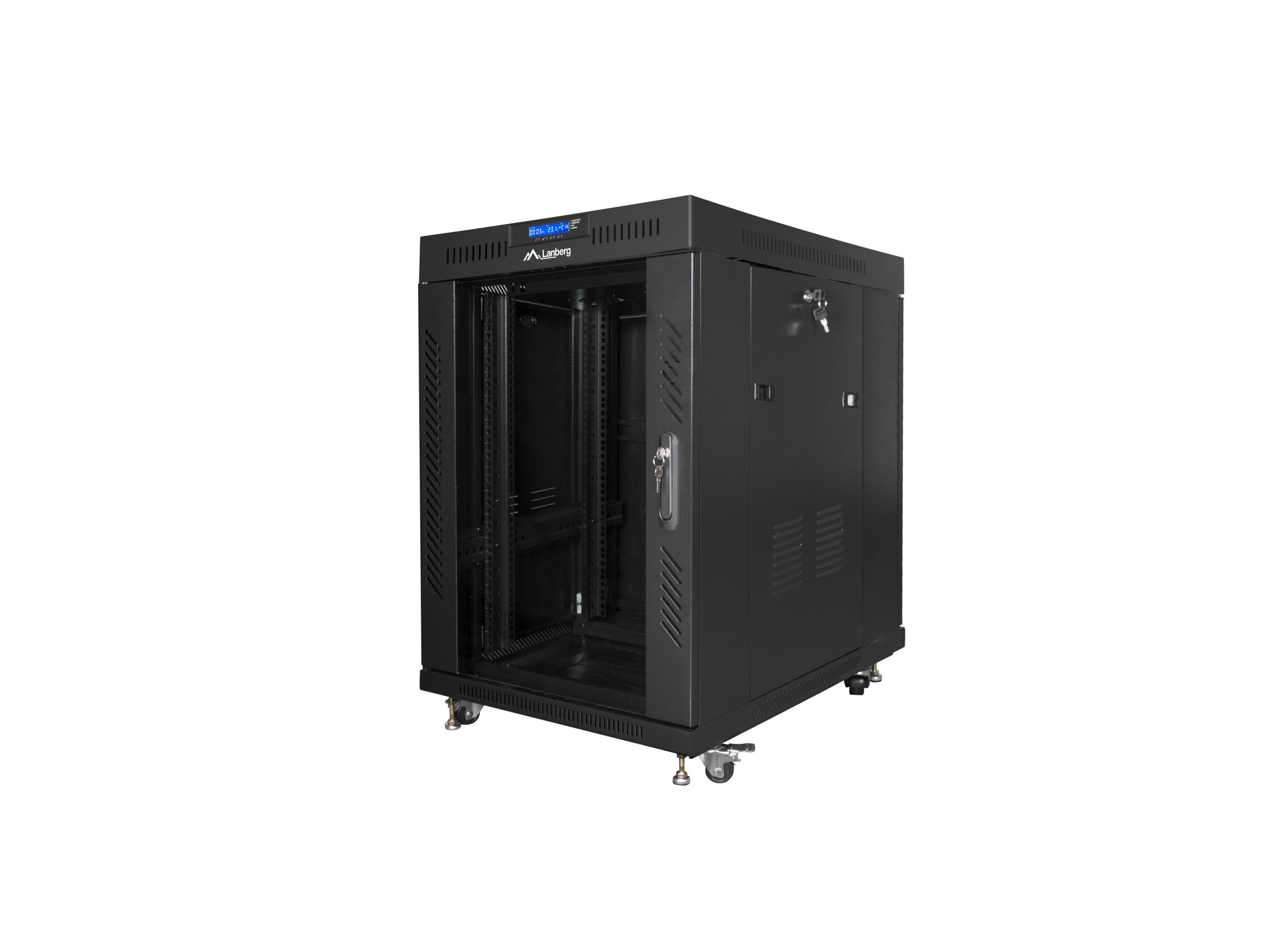 ARMARIO LANBERG RACK 19" 15U 800X1000 LCD PUERTA CRISTAL FLAT PACK NEGRO